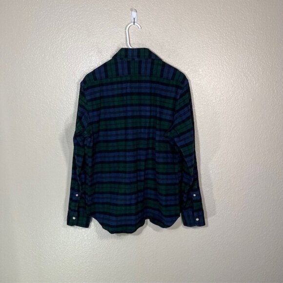 Taylor Stitch Flannel Shirt Mens 40 Medium Green Blue Plaid Button Up - Picture 5 of 5